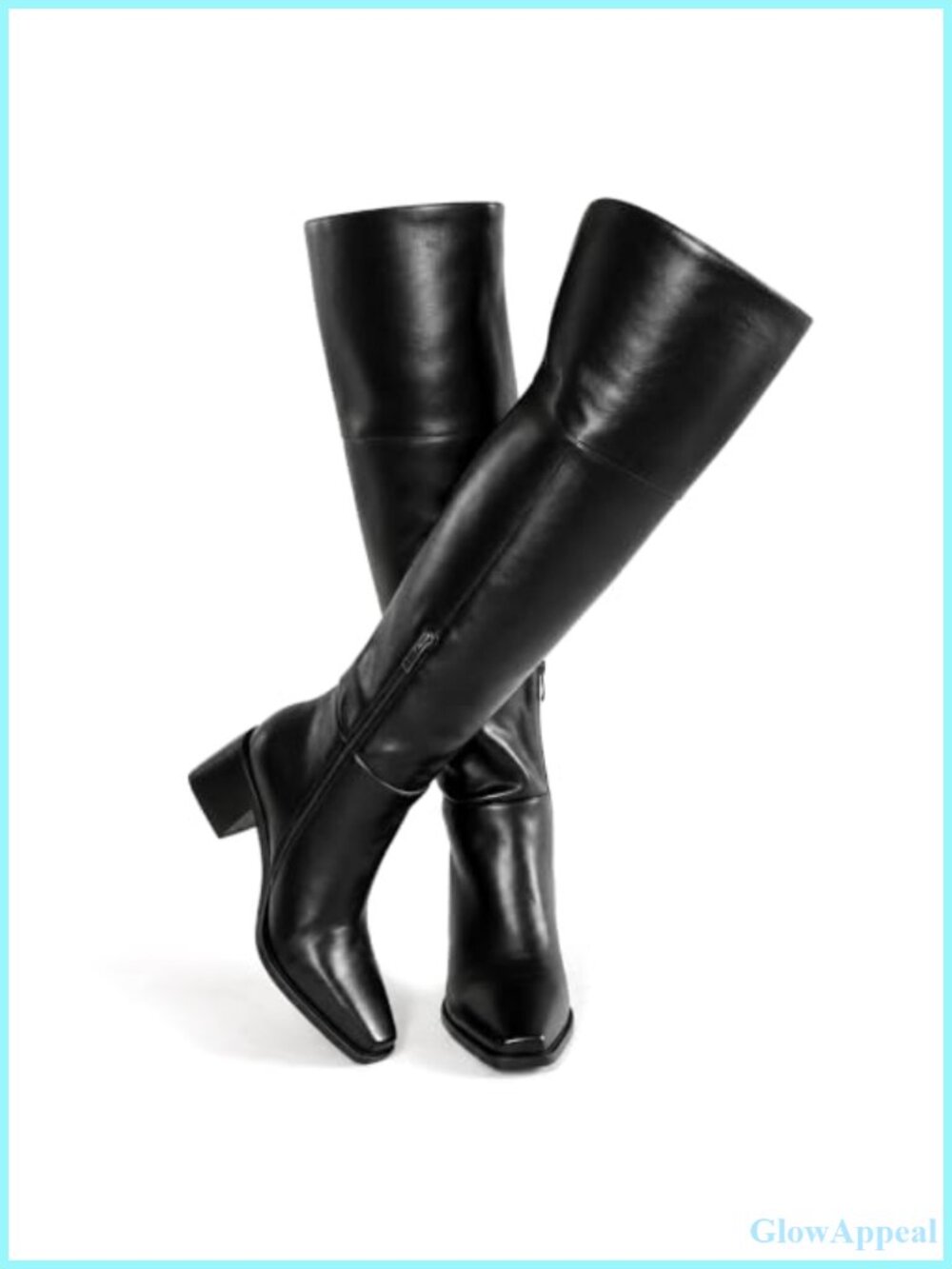 Wide Calf Over The Knee Boots Block Heel Square Toe